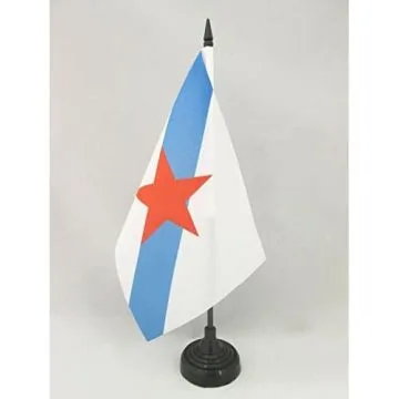 DRAPEAU DE TABLE GALICE ESTRELEIRA 21x14cm - PETIT DRAPEAUX DE BUREAU INDÉPENDENTISTE DE GALICIA  14 x 21 cm
