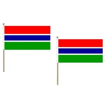 DRAPEAU GAMBIE 45x30cm HAMPE en bois - LOT DE 10 DRAPEAUX GAMBIEN 30 x 45 cm