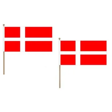 DRAPEAU DANEMARK 45x30cm HAMPE en bois - LOT DE 10 DRAPEAUX DANOIS 30 x 45 cm