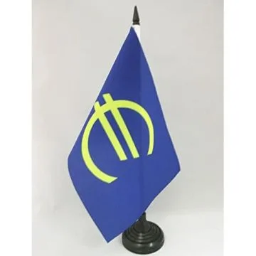 DRAPEAU DE TABLE EURO 21x14cm - PETIT DRAPEAUX DE BUREAU DE LA MONNAIE UNIQUE - EUROPE 14 x 21 cm