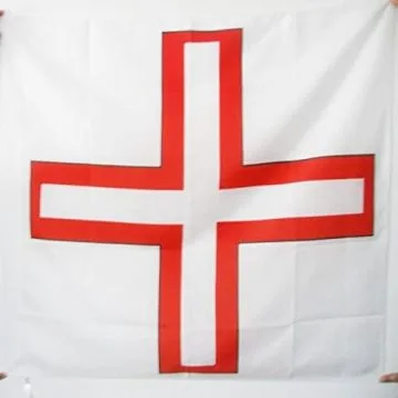DRAPEAU ORDRE DE SAINT-THOMAS D\'ACRE 90x90cm - DRAPEAU CROIX RICHARD CÅ?UR DE LION 90 x 90 cm Fourreau pour hampe