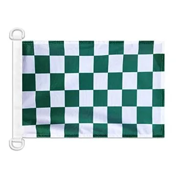 Pavillon nautique Damier Vert et blanc 45x30 cm Anneaux Plastiques