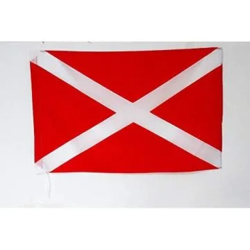 Drapeau rouge avec croix de Saint-André blanche 90x60cm - Drapeau de commissaire 60 x 90 cm Fourreau pour hampe