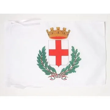 DRAPEAU VILLE DE MILAN AVEC ARMES 45x30cm - PAVILLON MILANAIS - MILANO 30 x 45 cm haute qualité