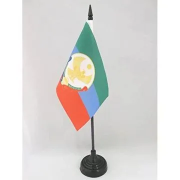 DRAPEAU DE TABLE RÉPUBLIQUE DU DAGUESTAN AVEC ARMES 15x10cm - PETIT DRAPEAUX DE BUREAU DAGHESTAN - DAGESTAN - RUSSIE 10 x 15 cm