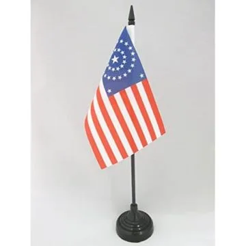 DRAPEAU DE TABLE USA ÉTOILES EN ROND 15x10cm - PETIT DRAPEAUX DE BUREAU AMÉRICAIN - ETATS-UNIS 10 x 15 cm