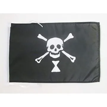 DRAPEAU PIRATE EMANUEL WYNNE 45x30cm - PAVILLON CORSAIRE TÍ?TE DE MORT 30 x 45 cm haute qualité