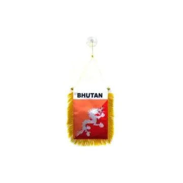 FANION BHOUTAN 15x10cm - Mini drapeau BHOUTANAIS 10 x 15 cm spécial voiture - Bannière