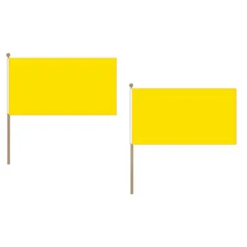 DRAPEAU UNICOLORE JAUNE 45x30cm HAMPE en bois - LOT DE 10 DRAPEAUX DE COULEUR JAUNE 30 x 45 cm