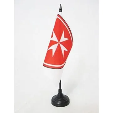 DRAPEAU DE TABLE INSIGNE ORDRE SOUVERAIN DE MALTE 15x15cm - PETIT DRAPEAUX DE BUREAU SAINT-JEAN DE JÍ?RUSALEM 15 x 15 cm