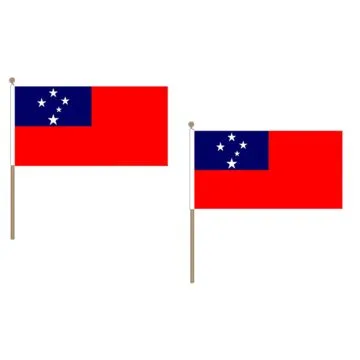 DRAPEAU SAMOA 45x30cm HAMPE en bois - LOT DE 10 DRAPEAUX SAMOAN  30 x 45 cm