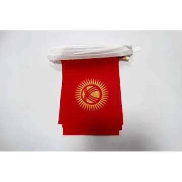 Guirlande 6 mètres 20 Drapeaux Kirghizstan 21x15 cm - Drapeau kirghiz 15 x 21 cm