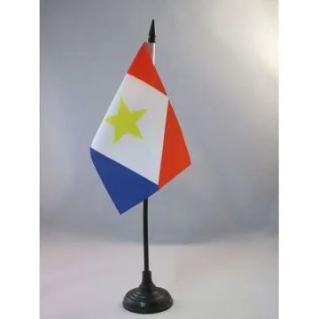 DRAPEAU DE TABLE SABA 15x10cm - PETIT DRAPEAUX DE BUREAU NÉERLANDAIS - PAYS-BAS 10 x 15 cm