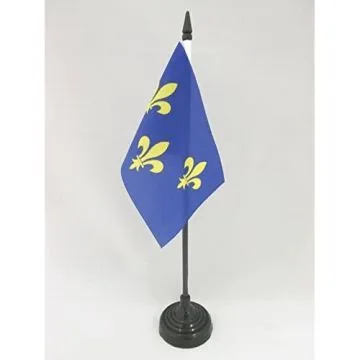 DRAPEAU DE TABLE 3 FLEUR DE LYS BLEU ET OR 15x10cm - PETIT DRAPEAUX DE BUREAU ROYAUME DE FRANCE 10 x 15 cm