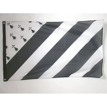 DRAPEAU BRETAGNE BIG GWENN HA DU 150x90cm - DRAPEAU BRETON 90 x 150 cm Spécial Extérieur - DRAPEAUX