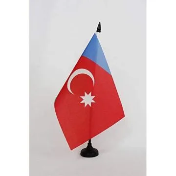 Drapeau de table Azéris 21x14cm - PETIT Drapeaux DE BUREAU des Azerbaïdjanis 14 x 21 cm