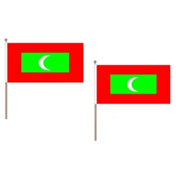 DRAPEAU MALDIVES 45x30cm HAMPE en bois - LOT DE 10 DRAPEAUX MALDIVIEN 30 x 45 cm
