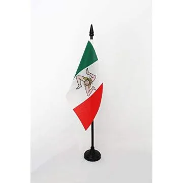 DRAPEAU DE TABLE GOUVERNEMENT INDÉPENDANTISTE DE SICILE 1848 15x10cm - PETIT DRAPEAUX DE BUREAU DE LA RÉVOLUTION DE 1848 10 x 15 cm