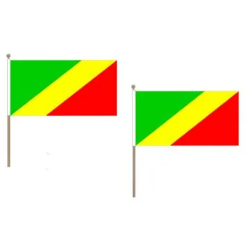 DRAPEAU RÍ?PUBLIQUE DU CONGO 45x30cm HAMPE en bois - LOT DE 10 DRAPEAUX CONGOLAIS 30 x 45 cm