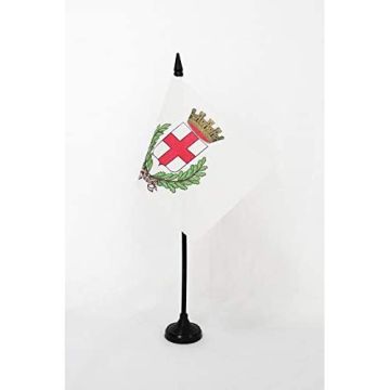 DRAPEAU DE TABLE VILLE DE MILAN AVEC ARMES 15x10cm - PETIT DRAPEAUX DE BUREAU MILANAIS - MILANO 10 x 15 cm