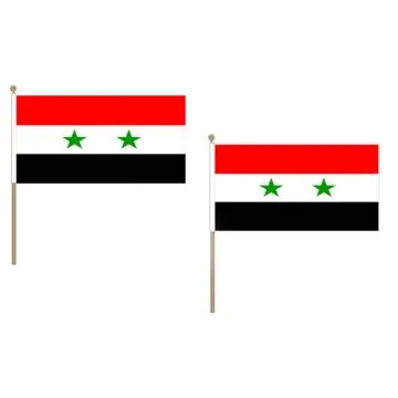 DRAPEAU SYRIE 45x30cm HAMPE en bois - LOT DE 10 DRAPEAUX SYRIEN 30 x 45 cm
