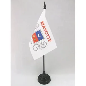 DRAPEAU DE TABLE MAYOTTE 15x10cm - PETIT DRAPEAUX DE BUREAU MAHORAIS - FRANCE 10 x 15 cm