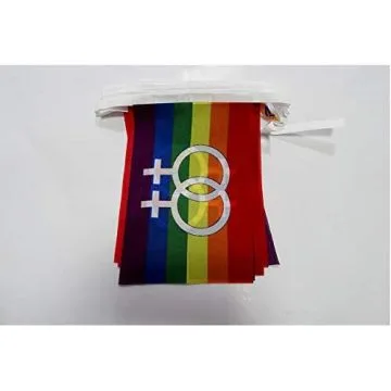 Guirlande 6 mètres 20 Drapeaux Arc-en-Ciel Double Venus Grand 21x15 cm - Drapeau gay 15 x 21 cm