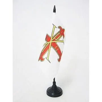 DRAPEAU DE TABLE ORDRE SACRÍ? ET MILITAIRE CONSTANTINIEN DE SAINT-GEORGES 15x15cm - PETIT DRAPEAUX DE BUREAU CROIX DE L\'ORDRE CONSTANTINIEN 15 x 15 cm