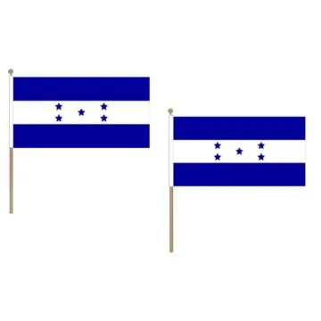 DRAPEAU HONDURAS 45x30cm HAMPE en bois - LOT DE 10 DRAPEAUX HONDURIEN 30 x 45 cm
