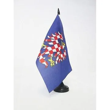 DRAPEAU DE TABLE MORAVIE 21x14cm - PETIT DRAPEAUX DE BUREAU MORAVA - RÍ?PUBLIQUE TCHÍ?QUE 14 x 21 cm