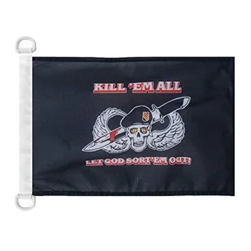 Pavillon nautique Pirate Kill Em All 45x30 cm Anneaux Plastiques