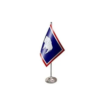 DRAPEAU DE TABLE prestige WYOMING 22x15cm en SATIN - GRAND DRAPEAUX DE BUREAU ETAT AMÉRICAIN - USA - ETATS-UNIS 15 x 22 cm
