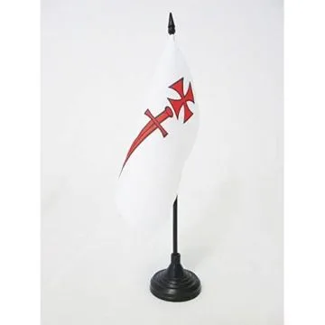 DRAPEAU DE TABLE ORDRE DES CHEVALIERS PORTE-GLAIVE 15x15cm - PETIT DRAPEAUX DE BUREAU ORDRE DES FRÍ?RES DE L\'Í?PÍ?E 15 x 15 cm