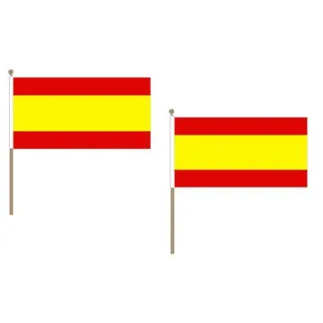 DRAPEAU ESPAGNE SANS ARMOIRIES 45x30cm HAMPE en bois - LOT DE 10 DRAPEAUX ESPAGNOL 30 x 45 cm