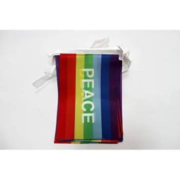 Guirlande 6 mètres 20 Drapeaux Arc-en-Ciel Peace 21x15 cm - Drapeau Arc-en-Ciel 15 x 21 cm