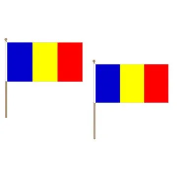 DRAPEAU ROUMANIE 45x30cm HAMPE en bois - LOT DE 10 DRAPEAUX ROUMAIN 30 x 45 cm