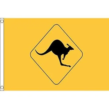 DRAPEAU SIGNE DE CROISEMENT KANGOUROU 150x90cm - DRAPEAU KANGAROO SIGN - AUSTRALIE 90 x 150 cm - DRAPEAUX