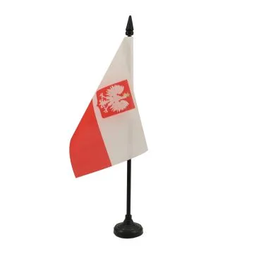 DRAPEAU DE TABLE POLOGNE AVEC AIGLE 15x10cm - PETIT DRAPEAUX DE BUREAU POLONAIS 10 x 15 cm