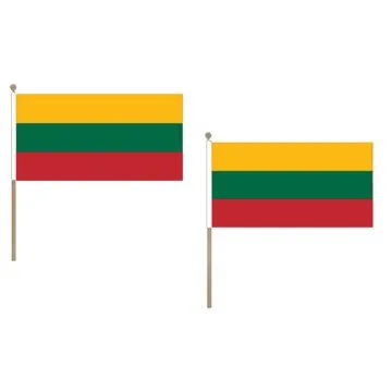DRAPEAU LITUANIE 45x30cm HAMPE en bois - LOT DE 10 DRAPEAUX LITUANIEN 30 x 45 cm