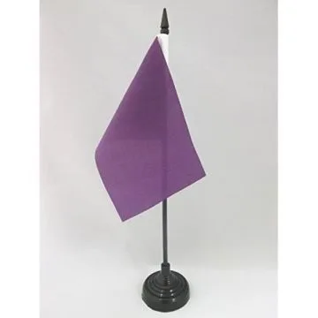 DRAPEAU DE TABLE UNICOLORE VIOLET 15x10cm - PETIT DRAPEAUX DE BUREAU DE COULEUR VIOLETTE 10 x 15 cm