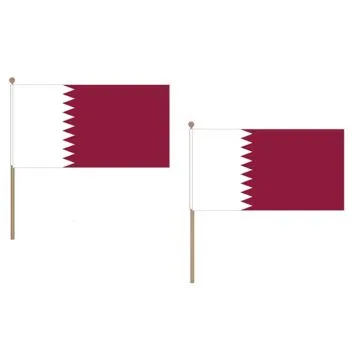 DRAPEAU QATAR 45x30cm HAMPE en bois - LOT DE 10 DRAPEAUX QATARIEN 30 x 45 cm