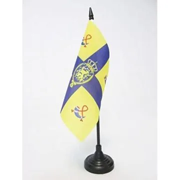 DRAPEAU DE TABLE ETENDARD ROYAL DES PAYS-BAS 15x15cm - PETIT DRAPEAUX DE BUREAU ROI HOLLANDAIS 15 x 15 cm