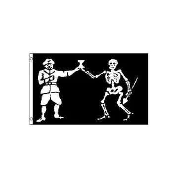 DRAPEAU PIRATE BART ROBERTS 150x90cm - DRAPEAU TÊTE DE MORT 90 x 150 cm - DRAPEAUX