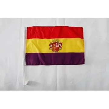 Drapeau de voiture Espagnol Républicain avec écusson 45x30cm - Carflag Espagne républicaine 30 x 45 cm