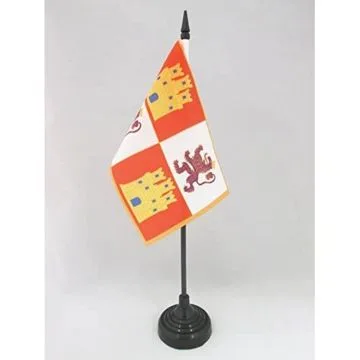 DRAPEAU DE TABLE COURONNE DE CASTILLE 1230-1715 15x10cm - PETIT DRAPEAUX DE BUREAU MONARCHIE ESPAGNOLE - ESPAGNE 10 x 15 cm