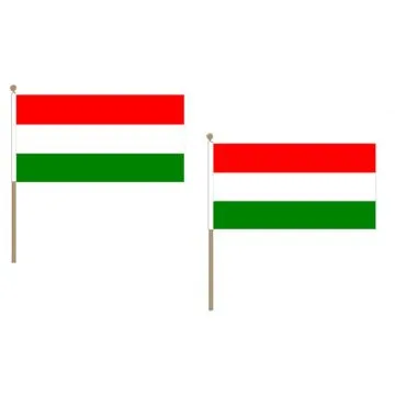DRAPEAU HONGRIE 45x30cm HAMPE en bois - LOT DE 10 DRAPEAUX HONGROIS 30 x 45 cm