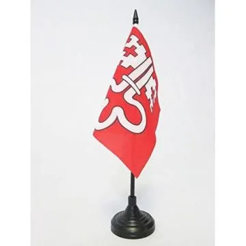 DRAPEAU DE TABLE CANTON DE NIDWALD 15x15cm - PETIT DRAPEAUX DE BUREAU NIDWALDEN - NW SUISSE 15 x 15 cm