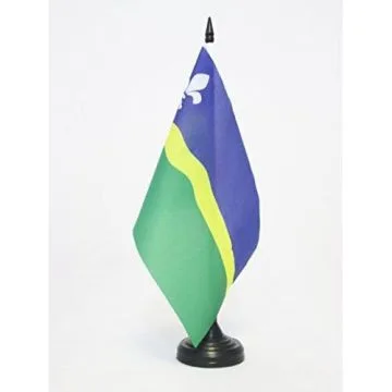 DRAPEAU DE TABLE PROVINCE DE FLEVOLAND 21x14cm - PETIT DRAPEAUX DE BUREAU FLEVOLAND AUX PAYS-BAS 14 x 21 cm