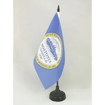 DRAPEAU DE TABLE BOSTON CITY 21x14cm - PETIT DRAPEAUX DE BUREAU MASSACHUSETTS - USA 14 x 21 cm