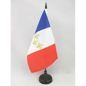 DRAPEAU DE TABLE MONARCHIE FRANÇAISE 21x14cm - PETIT DRAPEAUX DE BUREAU ROYALISTE - ROYAUME DE FRANCE 14 x 21 cm